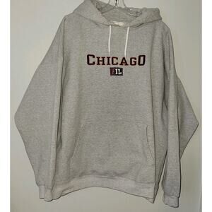 Vintage WINDY CITY Pullover Hoodie Chicago Illinois Men 2XL Hanes Bears
